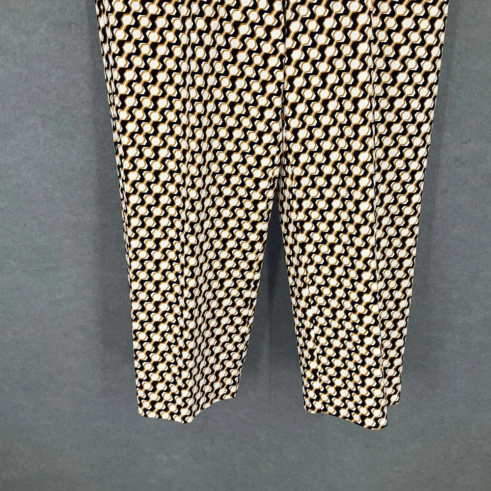 Chicos So Slimming Crop Pants Size 2 US Large Black Beige Geometric Print Career